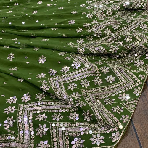 Green Color Zari with Sequience Work  Designer Party Wear Lehenga Choli