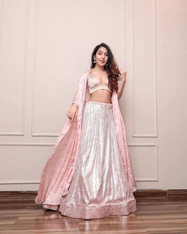 Pink Color Heavy Sequence Work  Designer Lehenga Choli