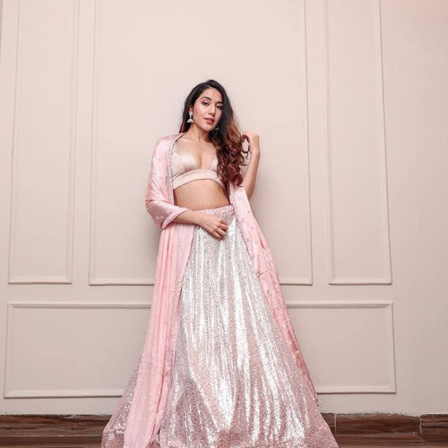 Pink Color Heavy Sequence Work  Designer Lehenga Choli