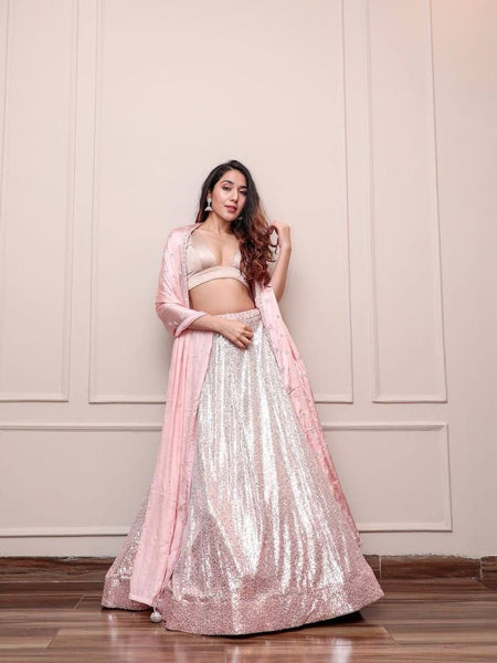 Pink Color Heavy Sequence Work  Designer Lehenga Choli