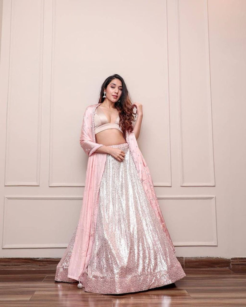 Pink Color Heavy Sequence Work  Designer Lehenga Choli