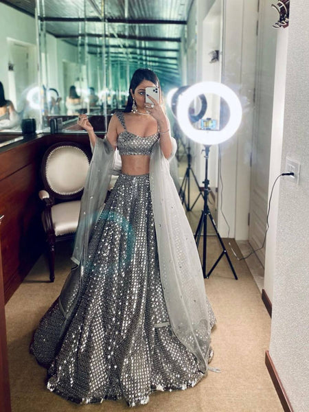 Gray Color Heavy  Sequence Work  Designer Lehenga Choli