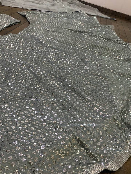 Gray Color Heavy  Sequence Work  Designer Lehenga Choli