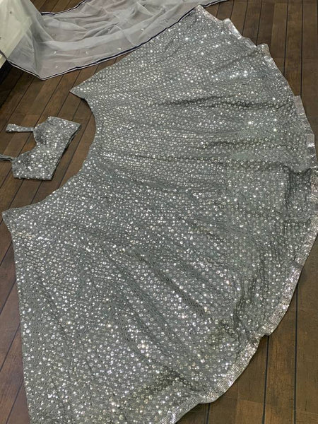 Gray Color Heavy  Sequence Work  Designer Lehenga Choli