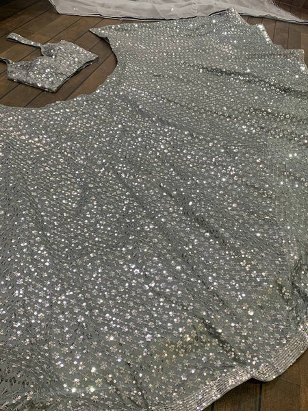 Gray Color Heavy  Sequence Work  Designer Lehenga Choli