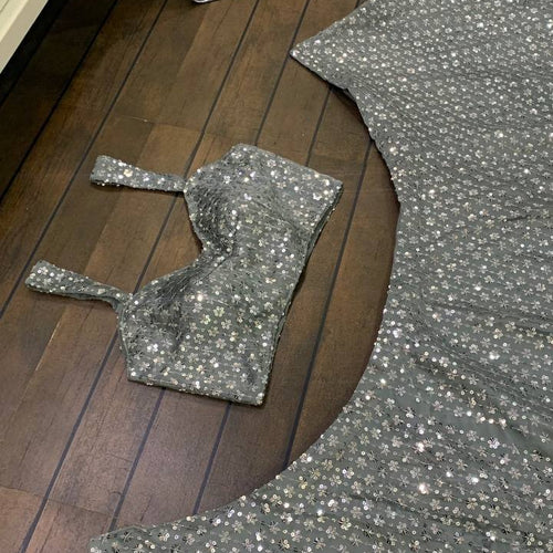 Gray Color Heavy  Sequence Work  Designer Lehenga Choli