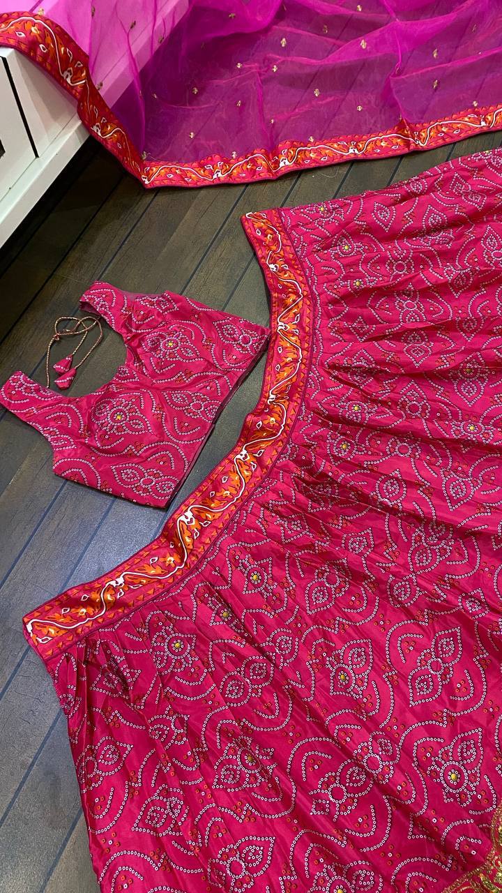 Pink Color Sequence Work  Designer Wedding Wear Lehenga Choli