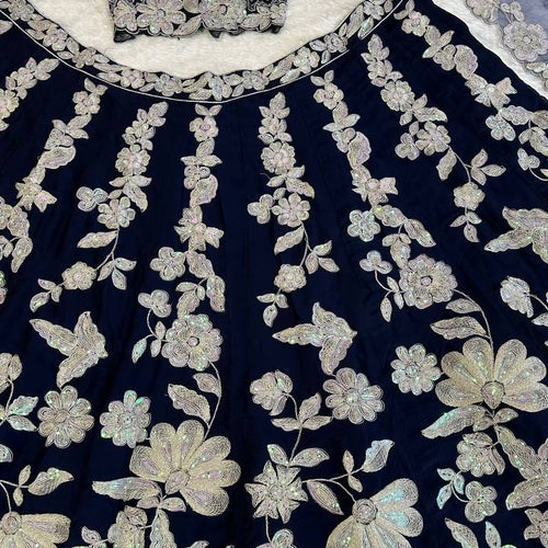 Navy Blue Color Heavy Sequence Work  Designer Lehenga Choli
