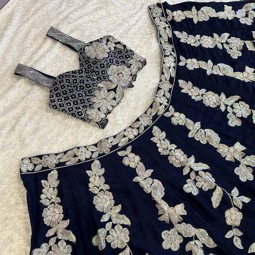 Navy Blue Color Heavy Sequence Work  Designer Lehenga Choli
