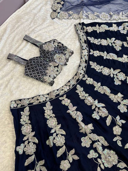 Navy Blue Color Heavy Sequence Work  Designer Lehenga Choli