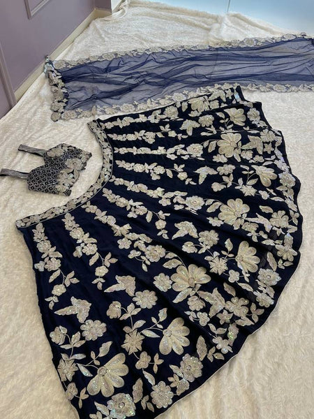 Navy Blue Color Heavy Sequence Work  Designer Lehenga Choli