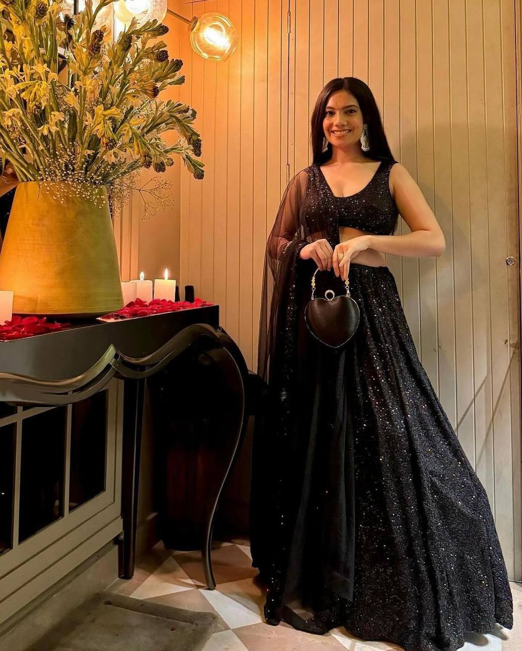 Black Color Heavy  Sequence Work  Designer Lehenga Choli