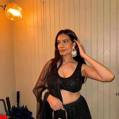 Black Color Heavy  Sequence Work  Designer Lehenga Choli