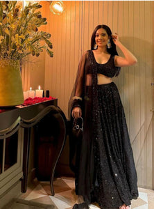 Black Color Heavy  Sequence Work  Designer Lehenga Choli