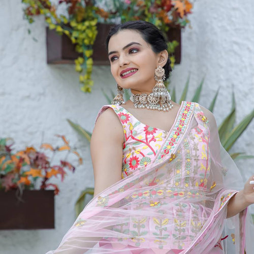 Pink Color Heavy Thread Work  Designer Lehenga Choli