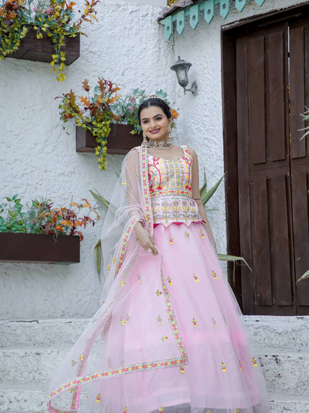 Pink Color Heavy Thread Work  Designer Lehenga Choli