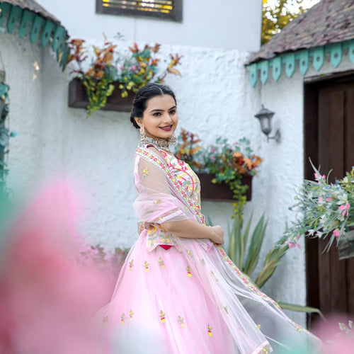 Pink Color Heavy Thread Work  Designer Lehenga Choli