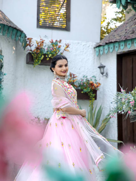 Pink Color Heavy Thread Work  Designer Lehenga Choli