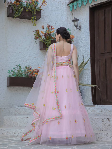 Pink Color Heavy Thread Work  Designer Lehenga Choli