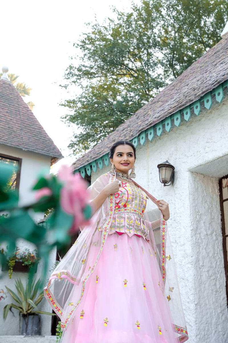 Pink Color Heavy Thread Work  Designer Lehenga Choli