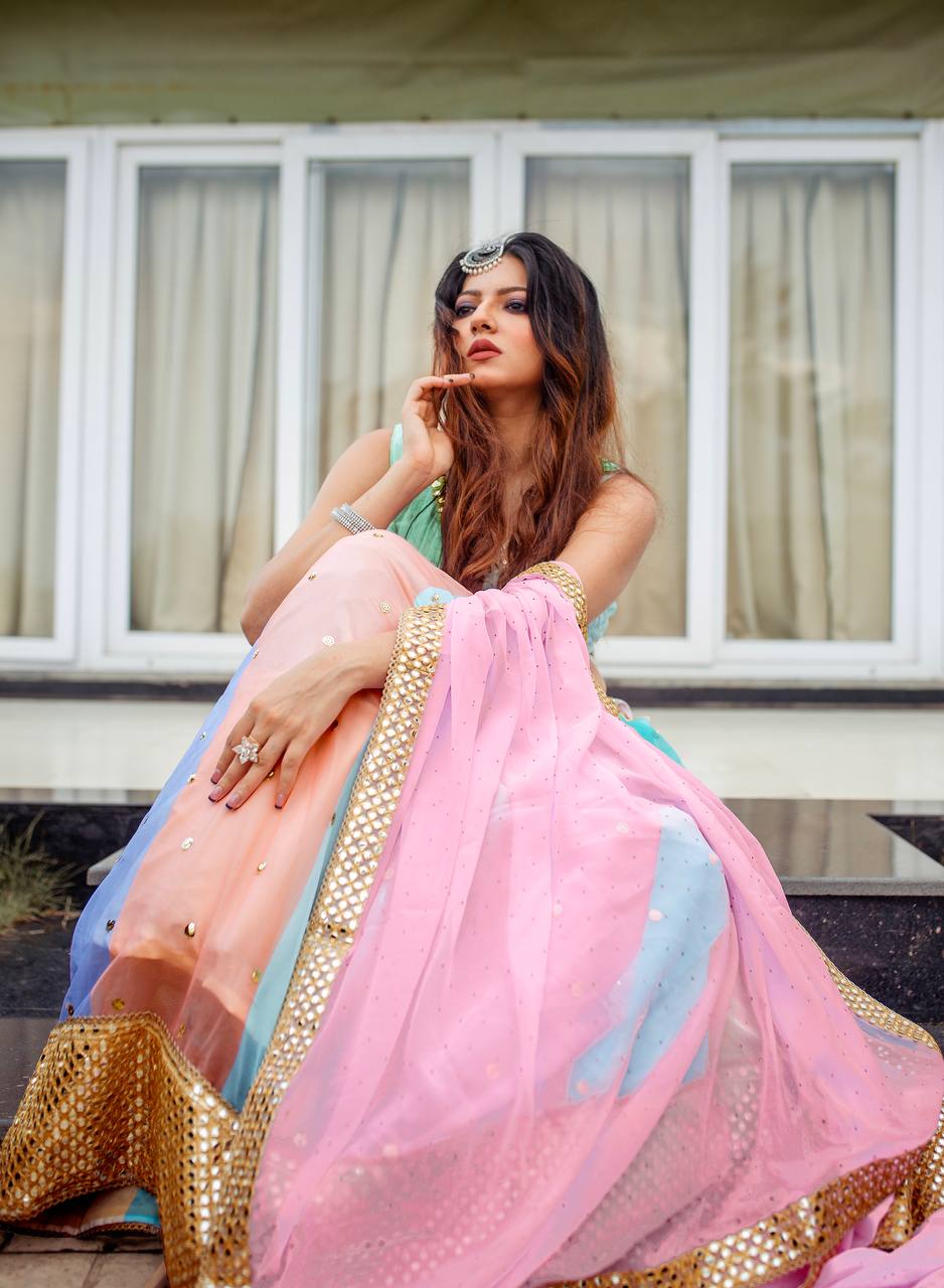 Multi Color Heavy  Sequence Work  Designer Lehenga Choli