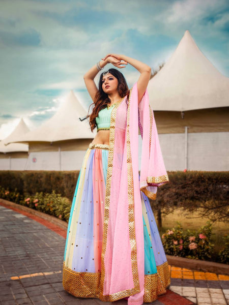 Multi Color Heavy  Sequence Work  Designer Lehenga Choli