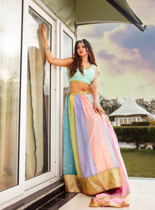 Multi Color Heavy  Sequence Work  Designer Lehenga Choli