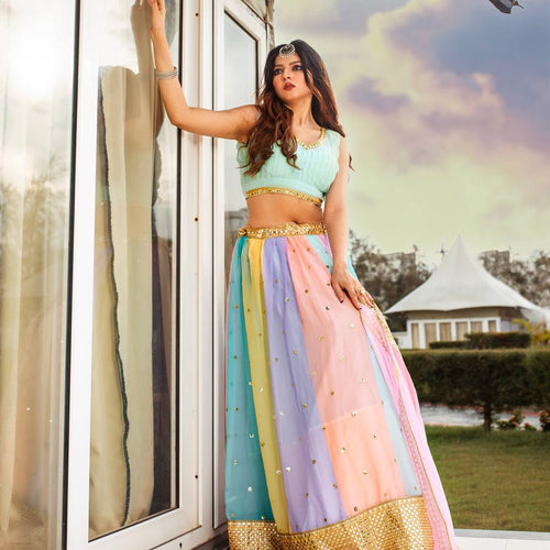 Multi Color Heavy  Sequence Work  Designer Lehenga Choli