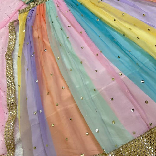 Multi Color Heavy  Sequence Work  Designer Lehenga Choli