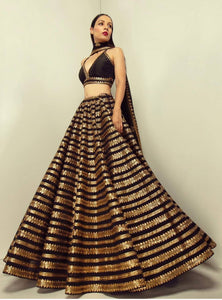 Black Color Heavy Sequence Work Designer Wedding Wear Lehenga Choli