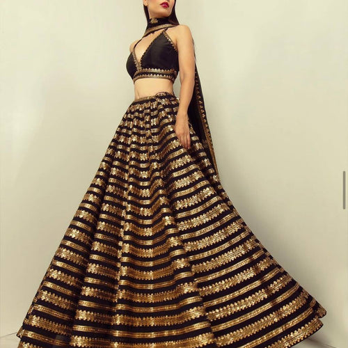 Black Color Heavy Sequence Work Designer Wedding Wear Lehenga Choli