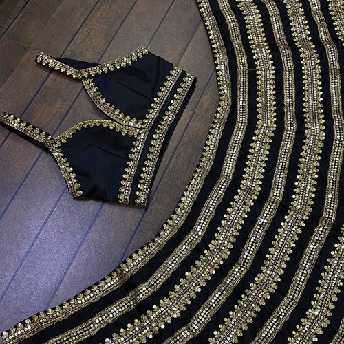 Black Color Heavy Sequence Work Designer Wedding Wear Lehenga Choli