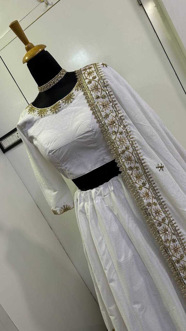 White Color Trending Sequence Work  Designer Lehenga Choli