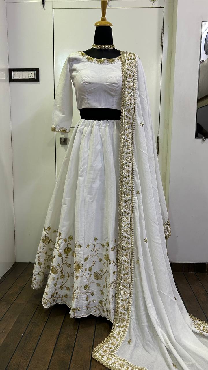 White Color Trending Sequence Work  Designer Lehenga Choli