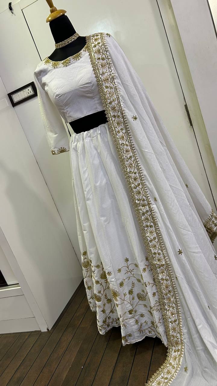 White Color Trending Sequence Work  Designer Lehenga Choli