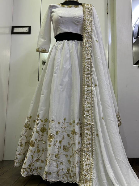 White Color Trending Sequence Work  Designer Lehenga Choli