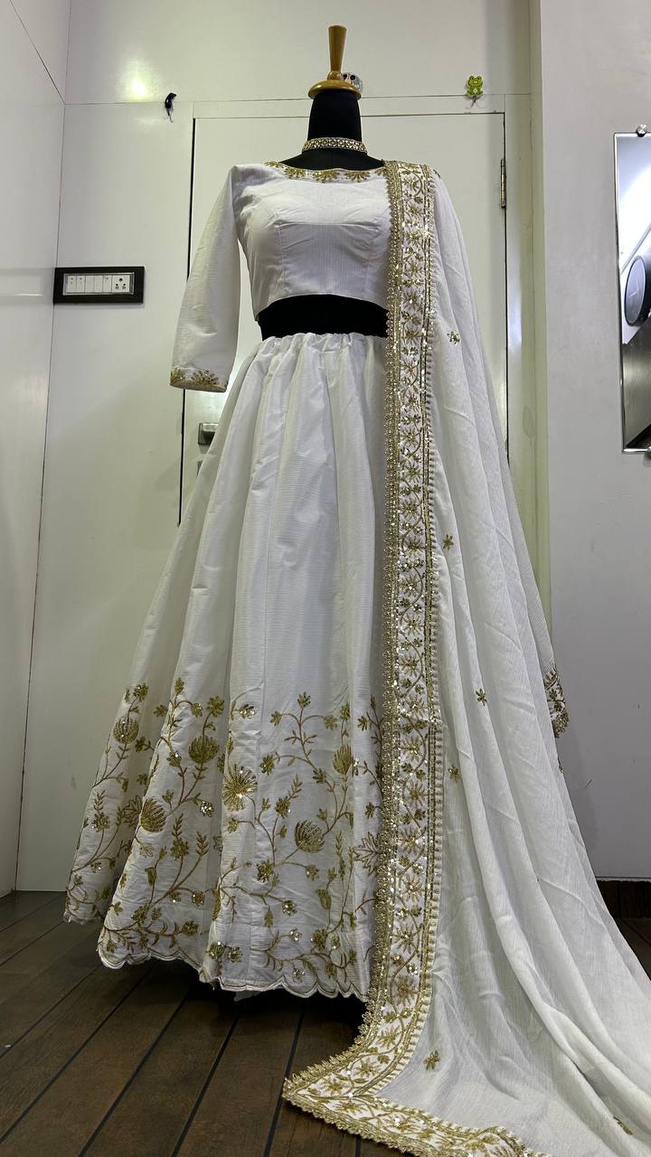 White Color Trending Sequence Work  Designer Lehenga Choli