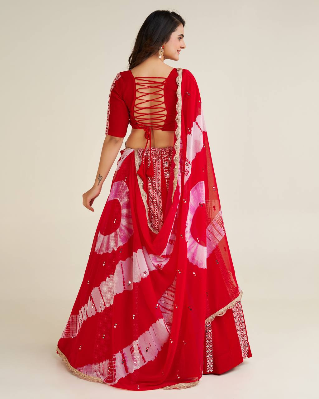 Red Color Heavy Thread With Sequence Work  Designer Lehenga Choli