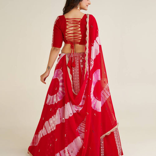 Red Color Heavy Thread With Sequence Work  Designer Lehenga Choli