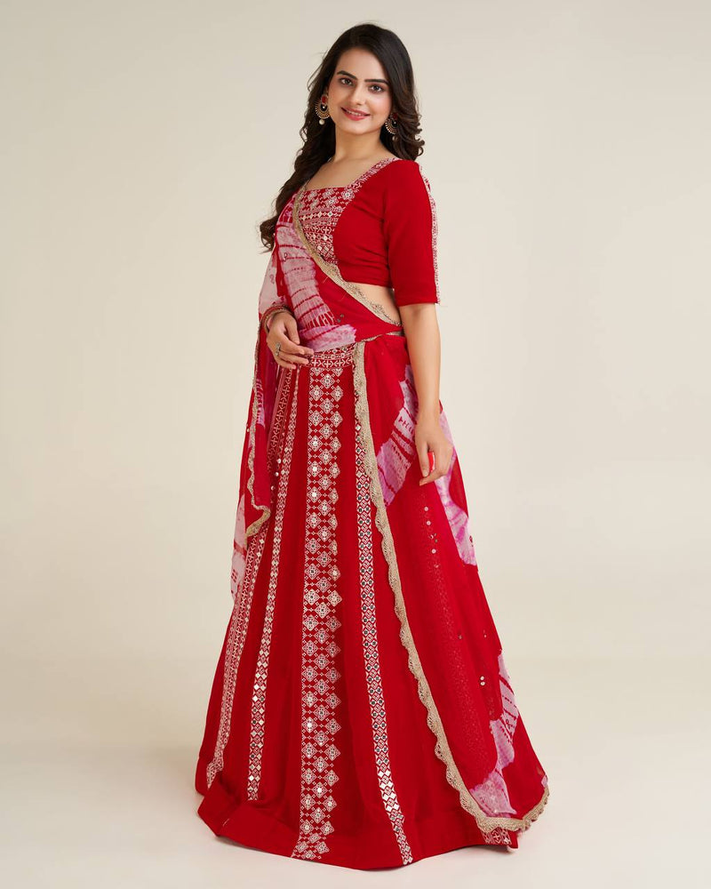 Red Color Heavy Thread With Sequence Work  Designer Lehenga Choli