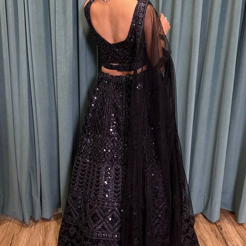 Black Color Heavy  Sequence Work  Designer Lehenga Choli