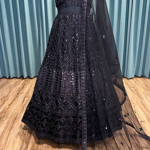 Black Color Heavy  Sequence Work  Designer Lehenga Choli