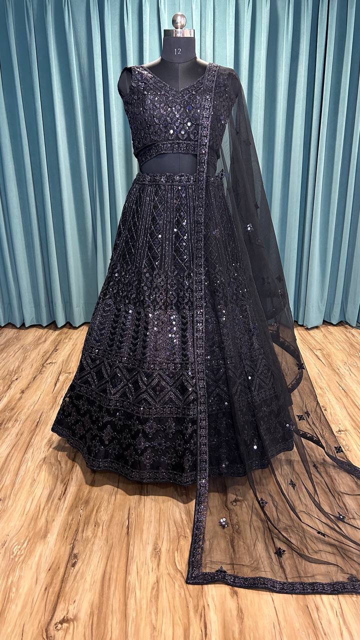 Black Color Heavy  Sequence Work  Designer Lehenga Choli