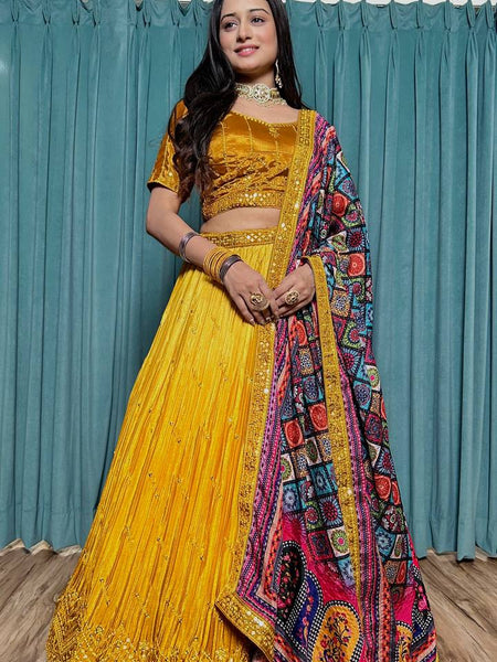 Multi Color Thread With Sequence Work  Designer Lehenga Choli