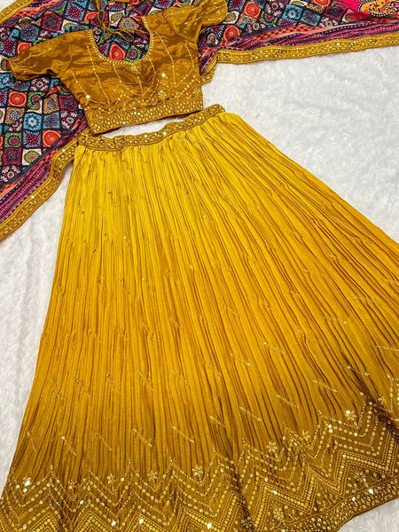 Multi Color Thread With Sequence Work  Designer Lehenga Choli