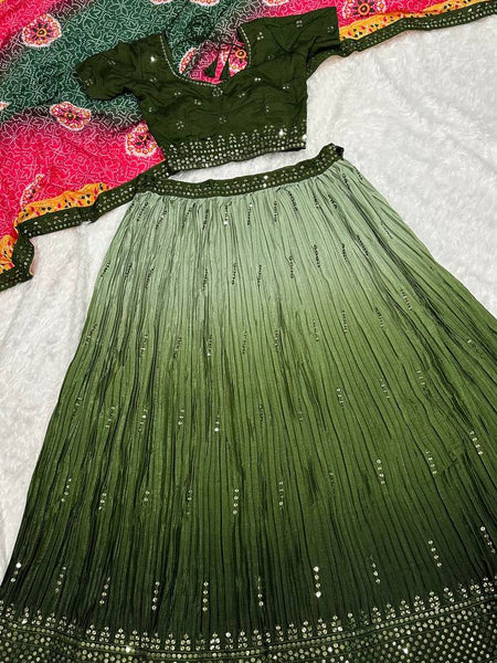 Multi Color Thread With Sequence Work  Designer Lehenga Choli