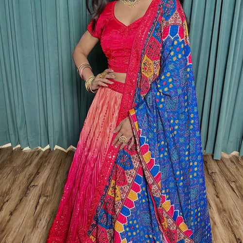 Multi Color Thread With Sequence Work  Designer Lehenga Choli