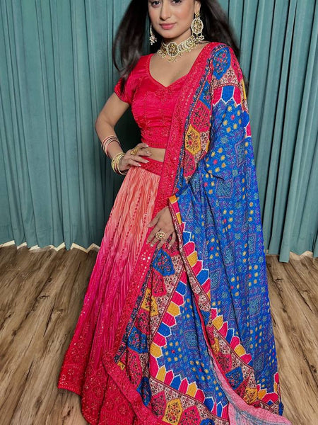 Multi Color Thread With Sequence Work  Designer Lehenga Choli