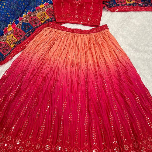 Multi Color Thread With Sequence Work  Designer Lehenga Choli