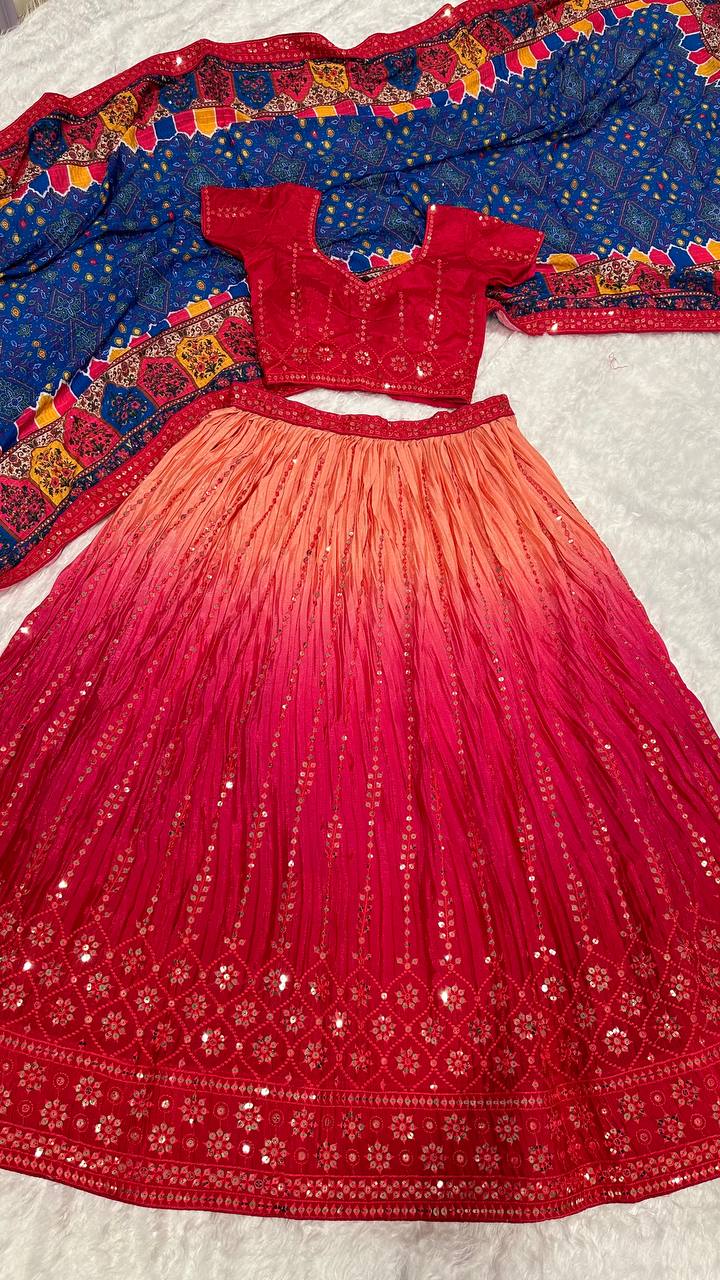 Multi Color Thread With Sequence Work  Designer Lehenga Choli